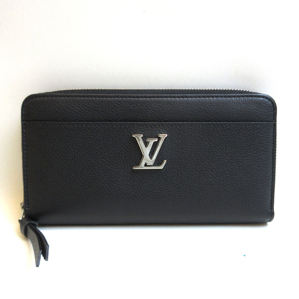 Louis Vuitton Zippy Lockme Noir Black Long Wallet Round Zipper Calf Leather